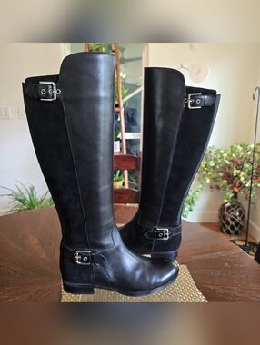 New Marc Fissher Black Riding Boots - Leather & Suede 7M